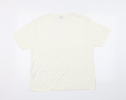 Bonmarché Womens White Floral  Basic T-Shirt Size L