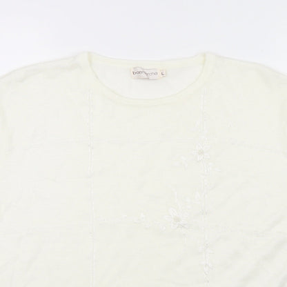 Bonmarché Womens White Floral  Basic T-Shirt Size L