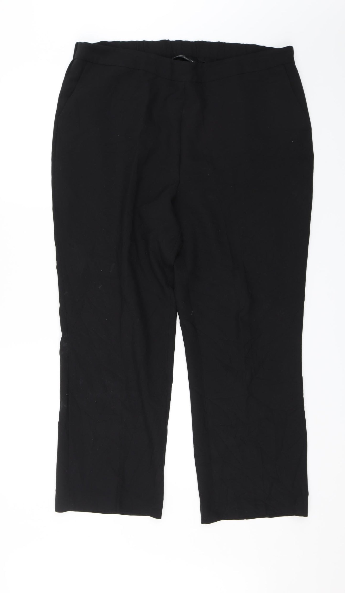 Womens UK Size 18 Preworn Regular Fit Dress Pants Black Trousers