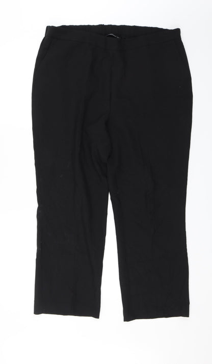 Womens UK Size 18 Preworn Regular Fit Dress Pants Black Trousers