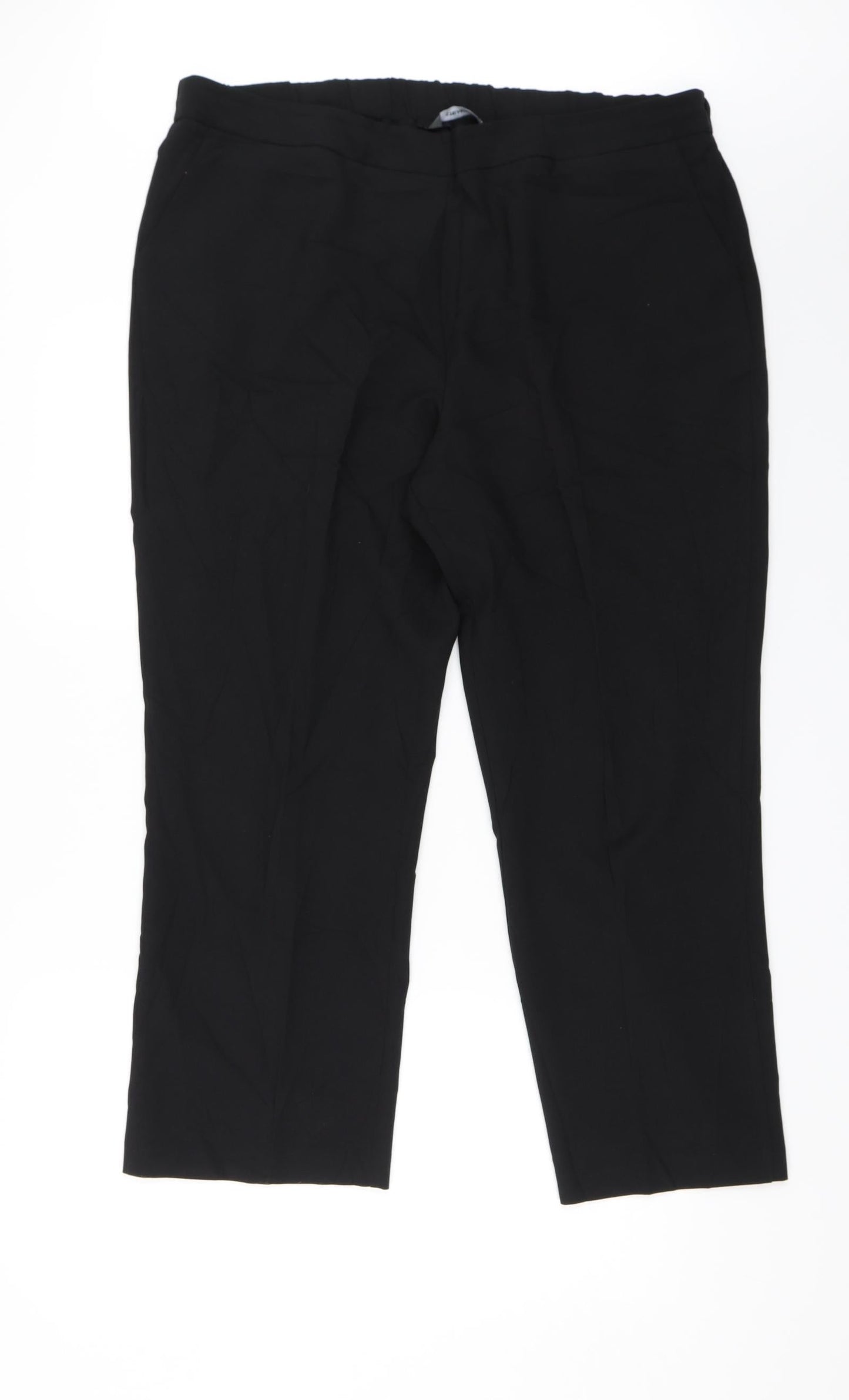 Womens UK Size 18 Preworn Regular Fit Dress Pants Black Trousers