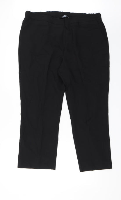 Womens UK Size 18 Preworn Regular Fit Dress Pants Black Trousers