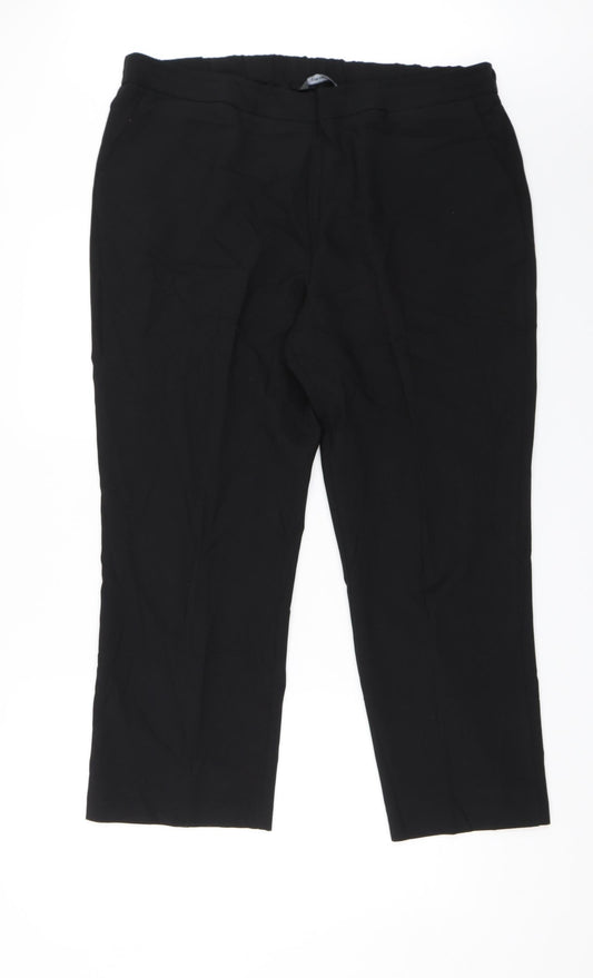Womens UK Size 18 Preworn Regular Fit Dress Pants Black Trousers