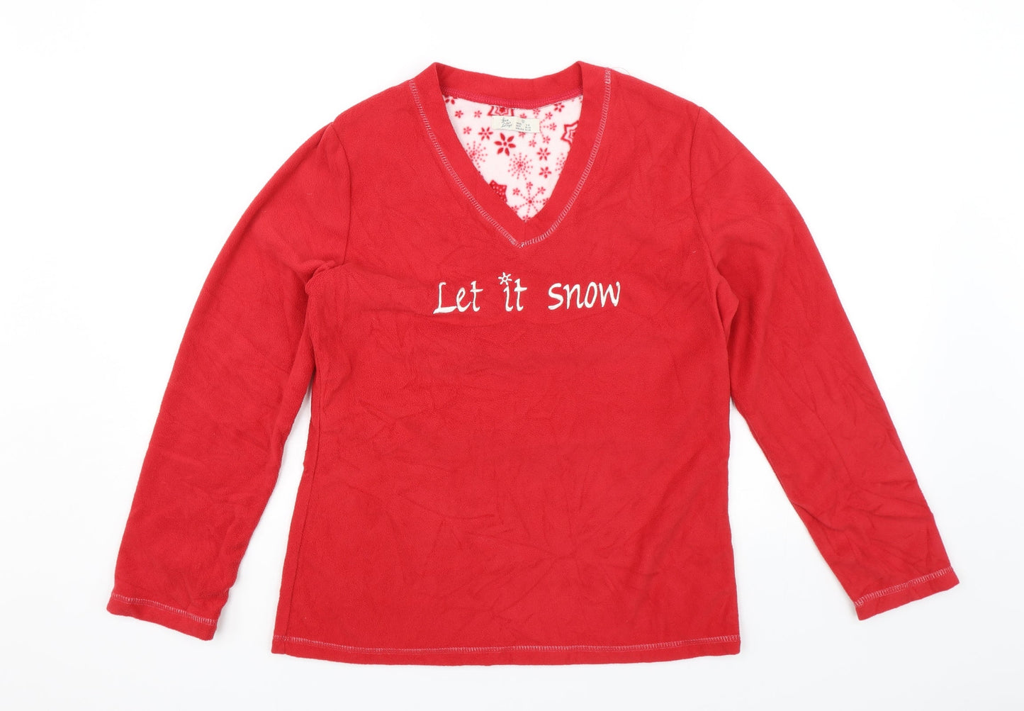 Love to Lounge Womens Red Solid  Top Pyjama Top Size S  - Let it snow