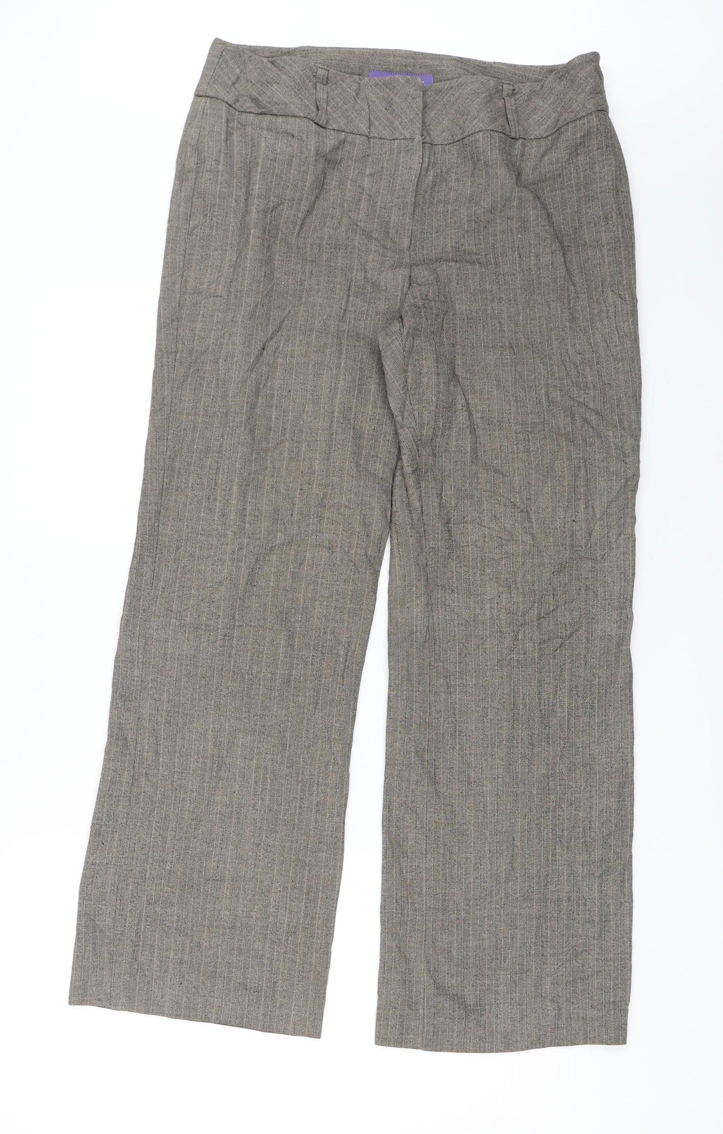 Autonomy Womens Brown Striped  Dress Pants Trousers Size 14 L28 in