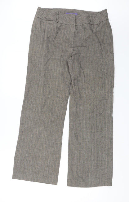 Autonomy Womens Brown Striped  Dress Pants Trousers Size 14 L28 in
