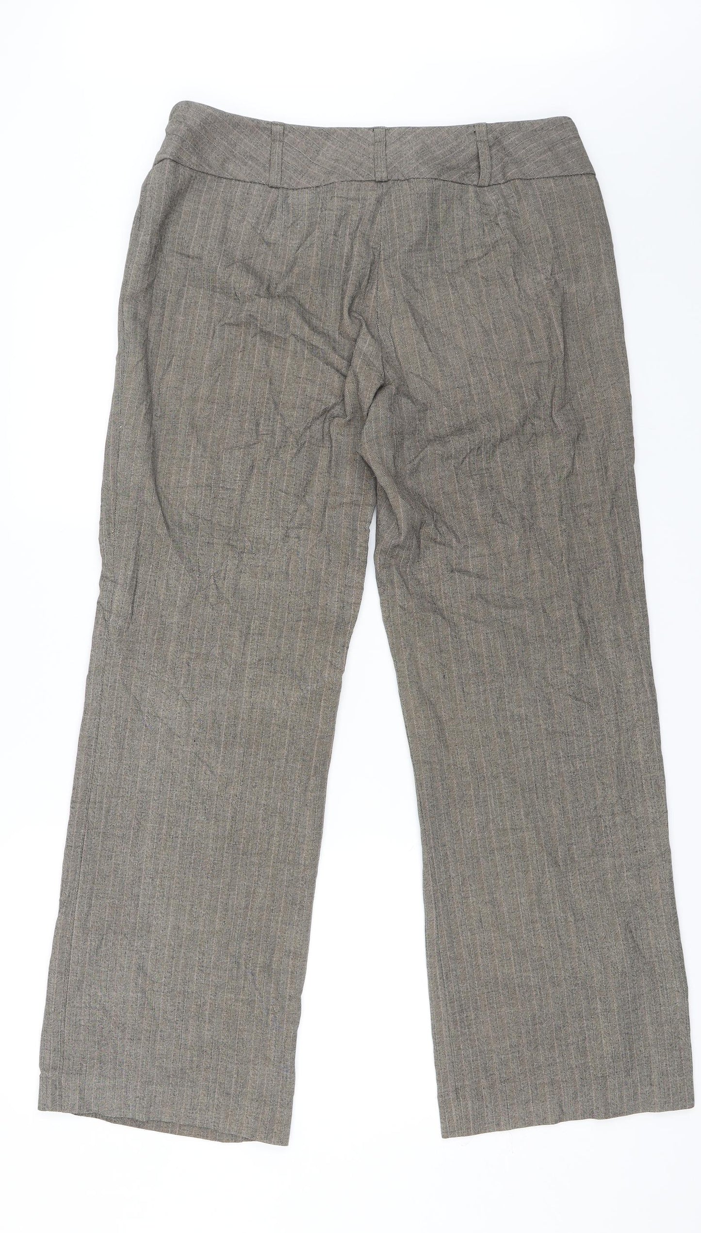 Autonomy Womens Brown Striped  Dress Pants Trousers Size 14 L28 in