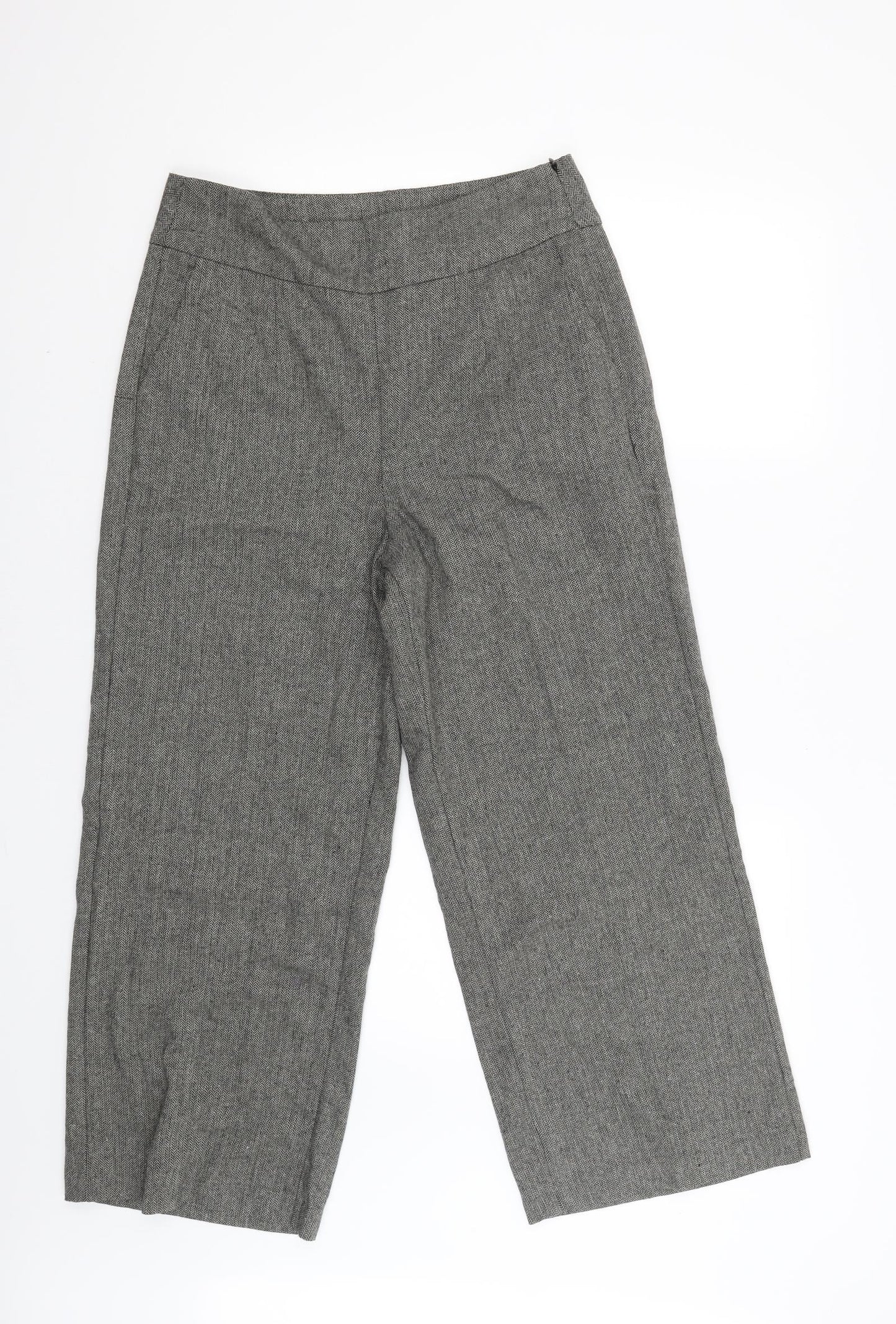 YAS Womens Grey   Cropped Trousers Size L L27 in