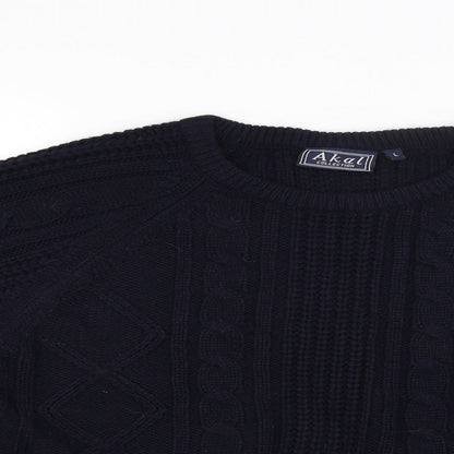 Close-up detail of Akal Collection women’s blue jumper, size L