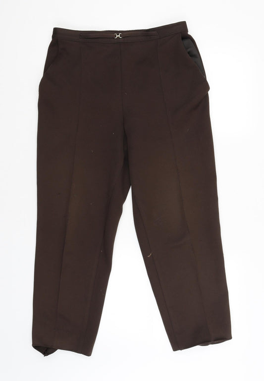 Womens UK Size 14 Marks and Spencer Regular Fit Carrot Brown Trousers