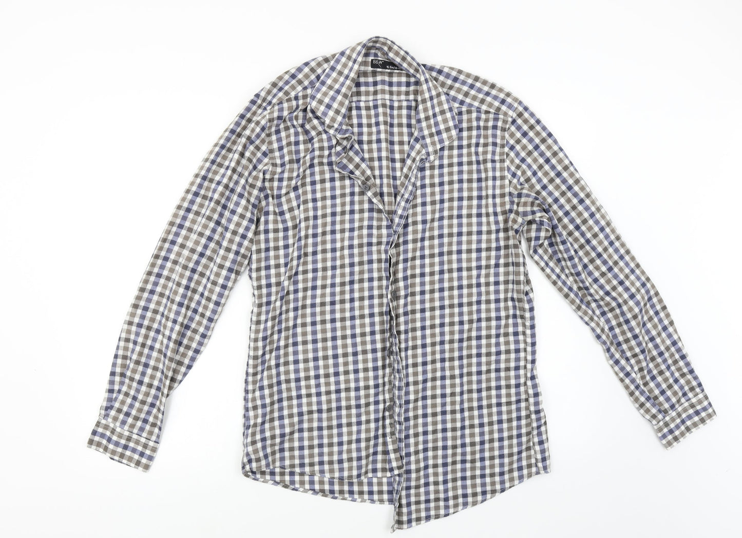 B&W Mens Multicoloured Check Flannel  Button-Up Size 15.5