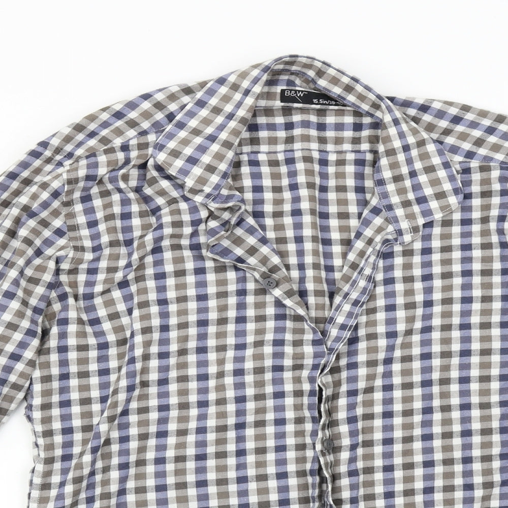 B&W Mens Multicoloured Check Flannel  Button-Up Size 15.5