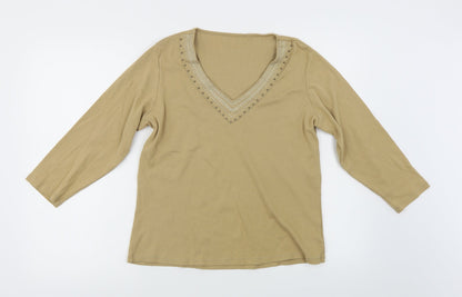 Womens UK Size 18 Preworn Beige Jersey Blouse