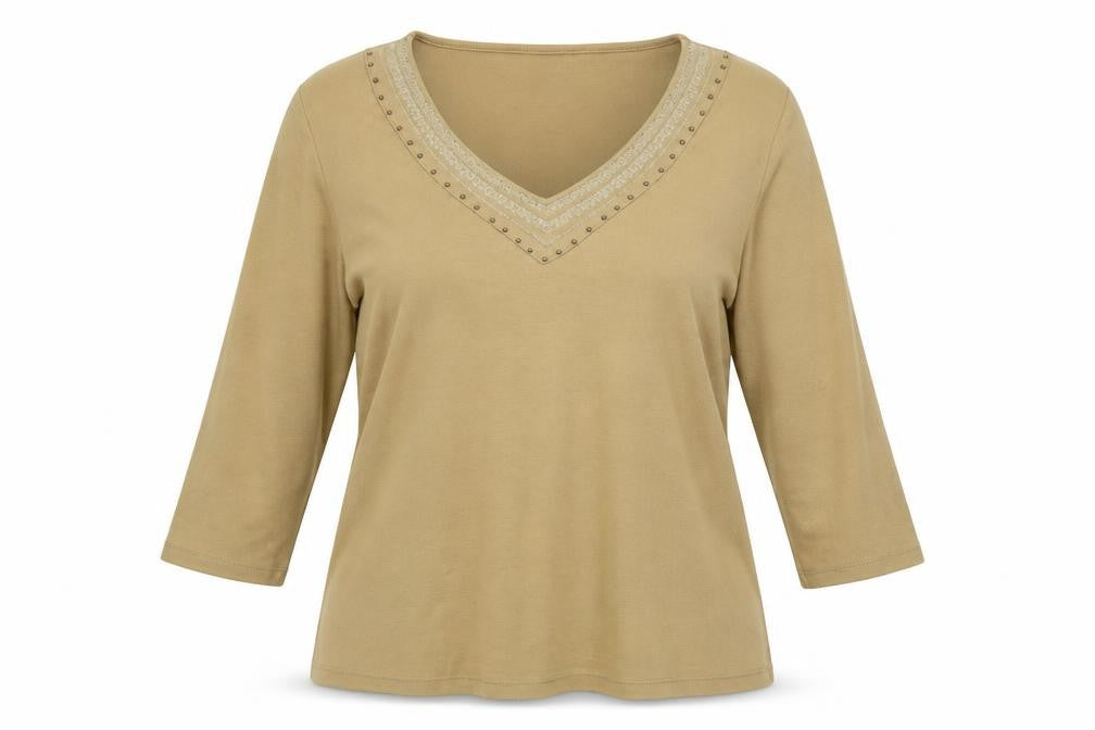 Womens UK Size 18 Preworn Beige Jersey Blouse