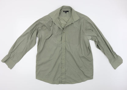 Mens UK Size 16.5 Cedar Wood State Green  Button-Up Long Sleeve Casual Shirt