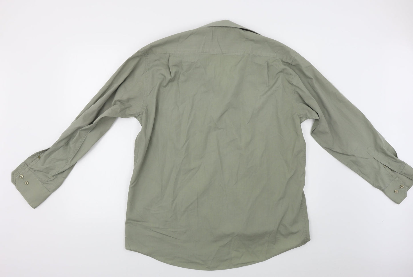 Mens UK Size 16.5 Cedar Wood State Green  Button-Up Long Sleeve Casual Shirt