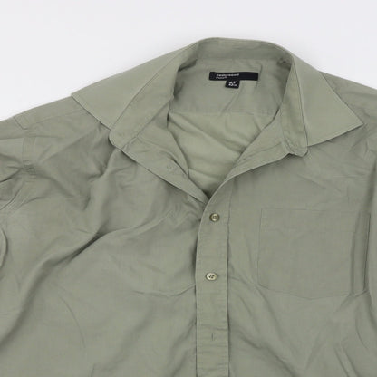 Mens UK Size 16.5 Cedar Wood State Green  Button-Up Long Sleeve Casual Shirt