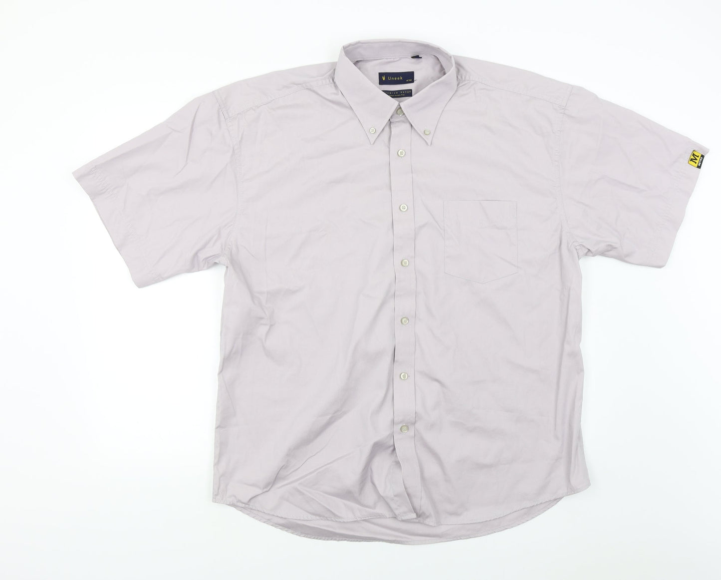 Mens UK Size XL Uneek Beige  Button-Up Short Sleeve Casual Shirt