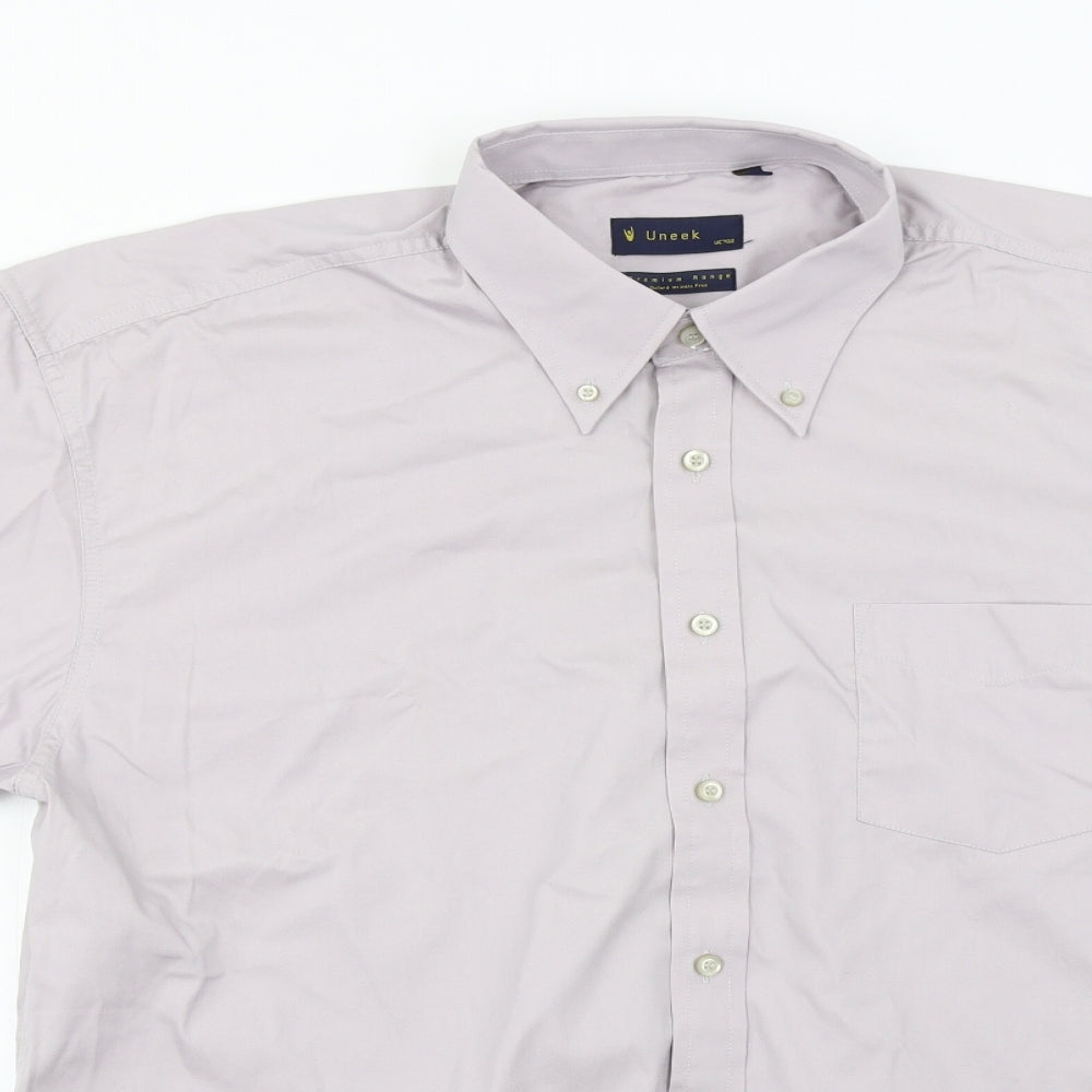Mens UK Size XL Uneek Beige  Button-Up Short Sleeve Casual Shirt