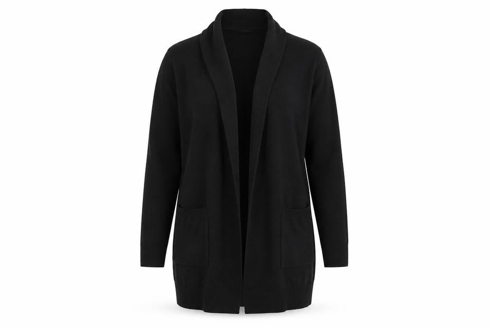 Front view of Atmosphere women’s black cardigan jumper, size UK 10
