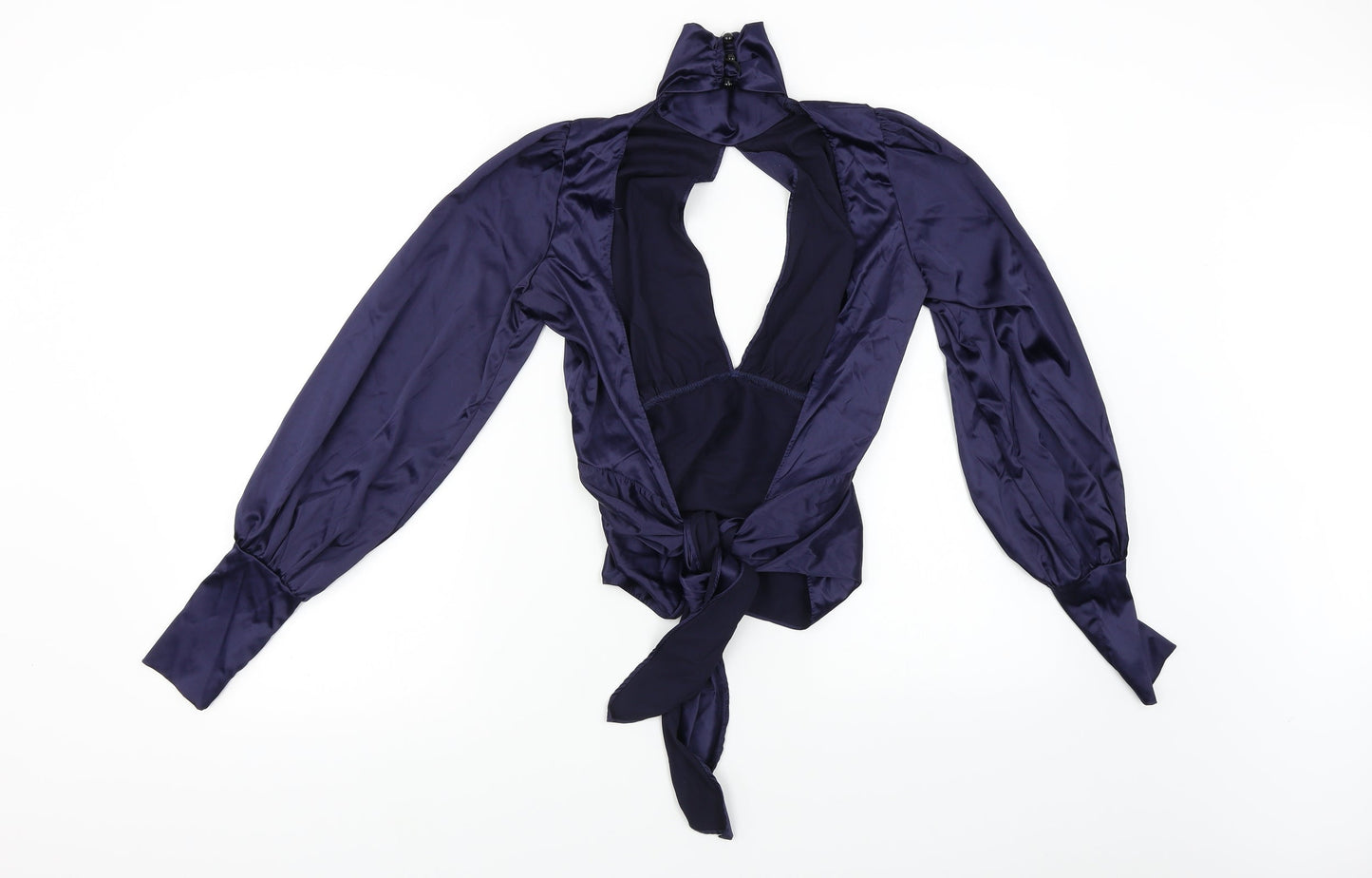 Womens UK Size S Preworn Blue Cropped Blouse