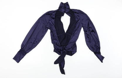 Womens UK Size S Preworn Blue Cropped Blouse
