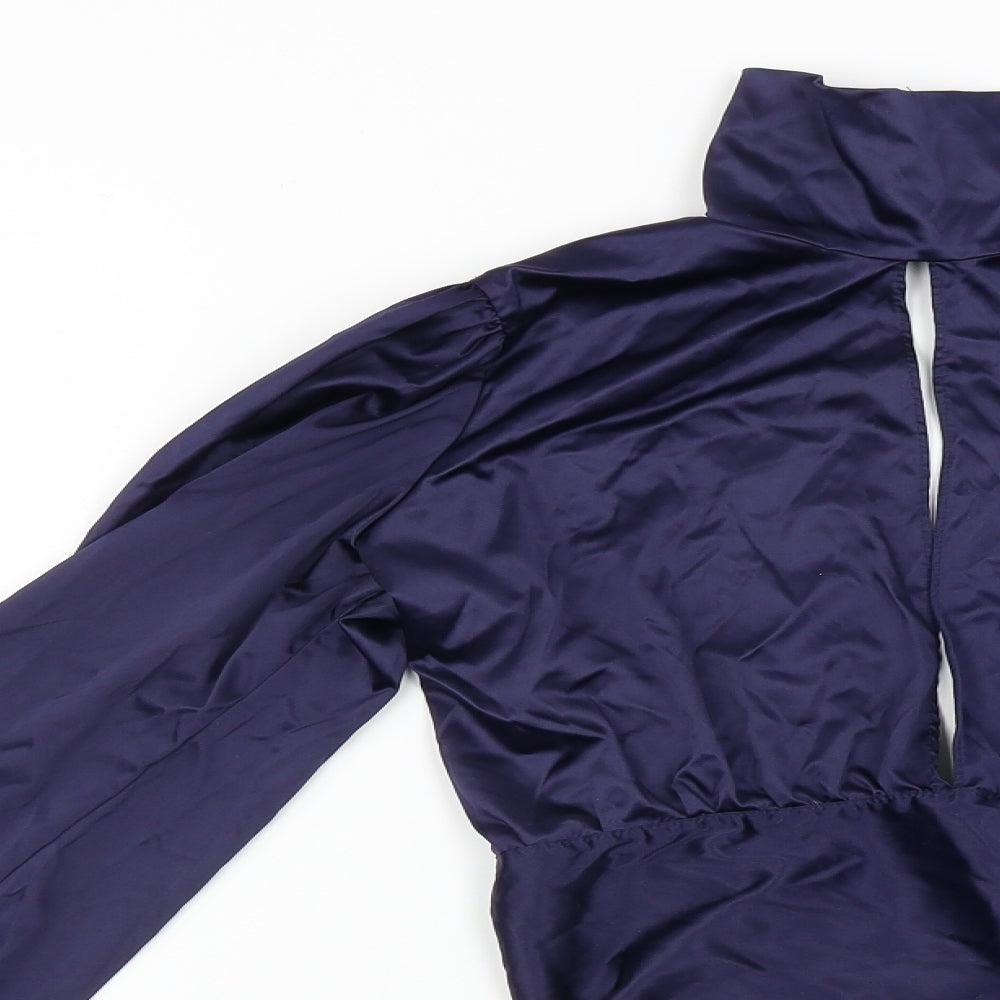 Womens UK Size S Preworn Blue Cropped Blouse