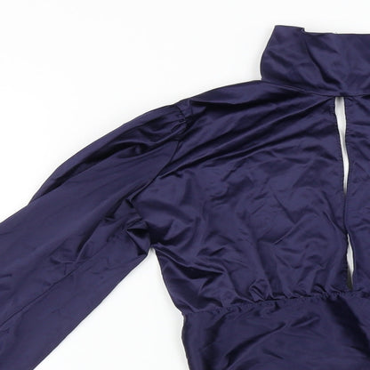 Womens UK Size S Preworn Blue Cropped Blouse