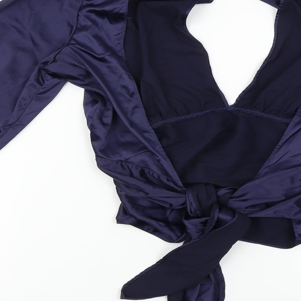 Womens UK Size S Preworn Blue Cropped Blouse