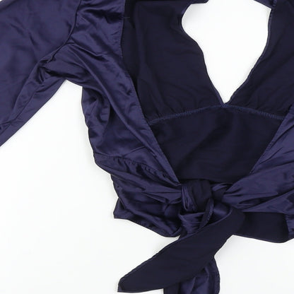 Womens UK Size S Preworn Blue Cropped Blouse