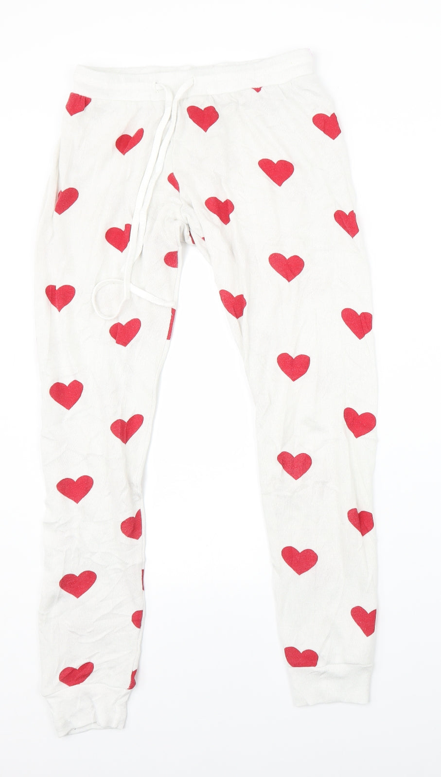 Mynelly Womens White Polka Dot  Sweatpants Trousers Size S L27 in - Hearts