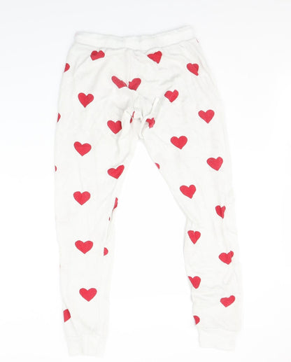 Mynelly Womens White Polka Dot  Sweatpants Trousers Size S L27 in - Hearts