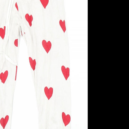 Mynelly Womens White Polka Dot  Sweatpants Trousers Size S L27 in - Hearts