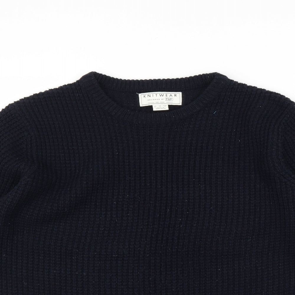 F&F Mens Blue  Knit Pullover Jumper Size S