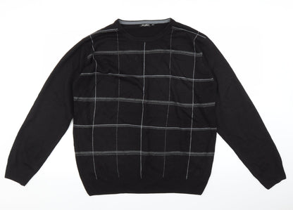 Taylor & Wright Mens Black Plaid  Pullover Jumper Size M