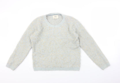 Front view of Papaya women’s blue jumper, size M