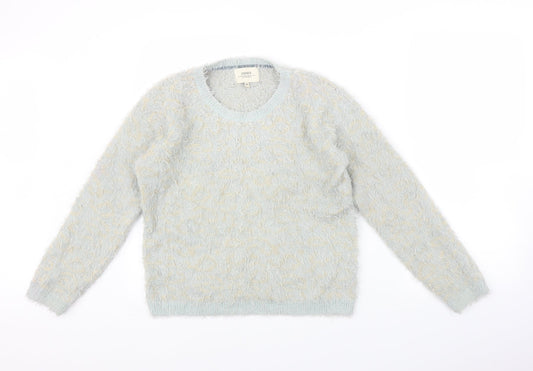 Front view of Papaya women’s blue jumper, size M