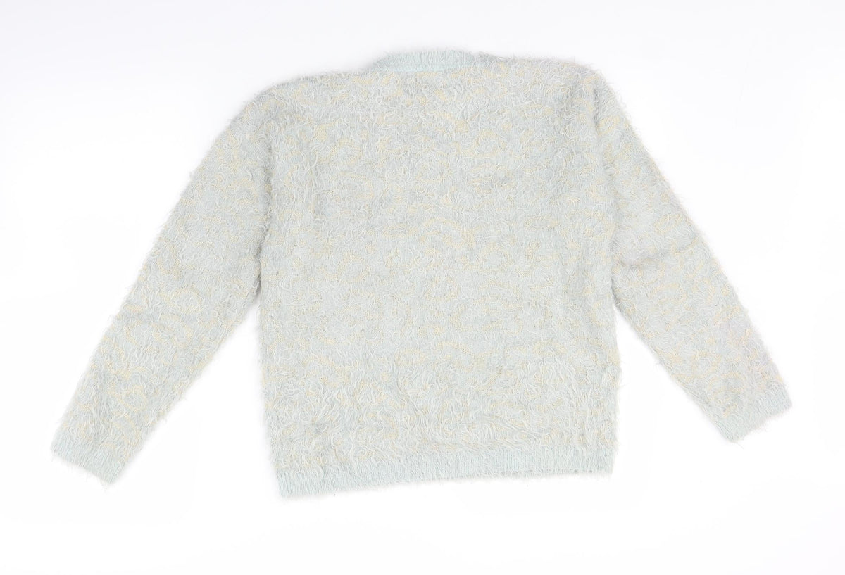Back view of Papaya women’s blue jumper, size M