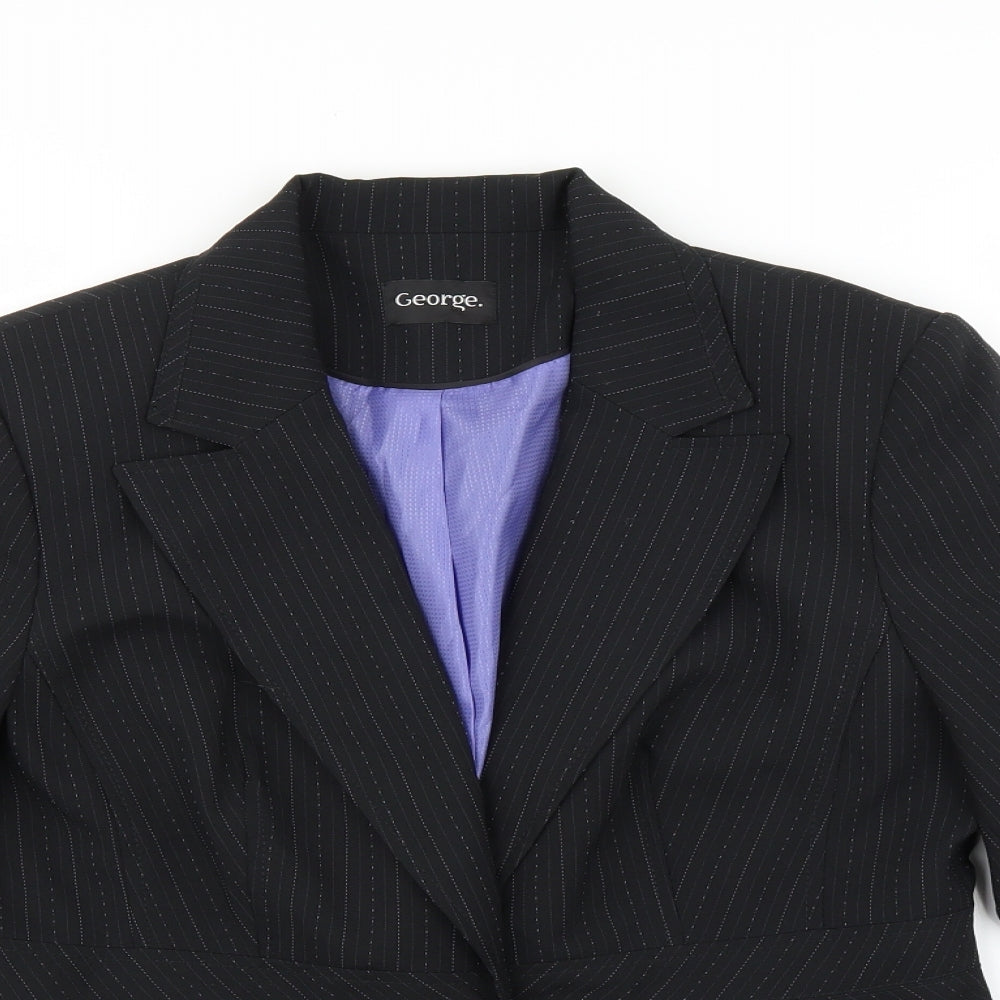 George Womens Black Striped  Jacket Blazer Size 14