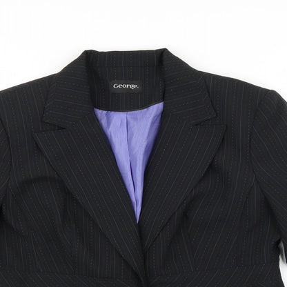 George Womens Black Striped  Jacket Blazer Size 14