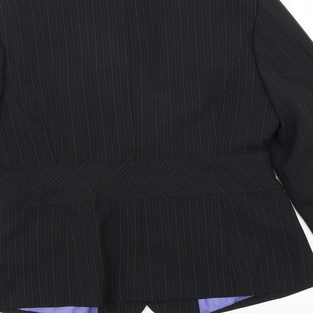 George Womens Black Striped  Jacket Blazer Size 14