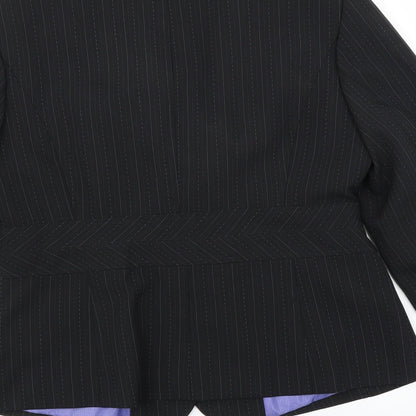 George Womens Black Striped  Jacket Blazer Size 14