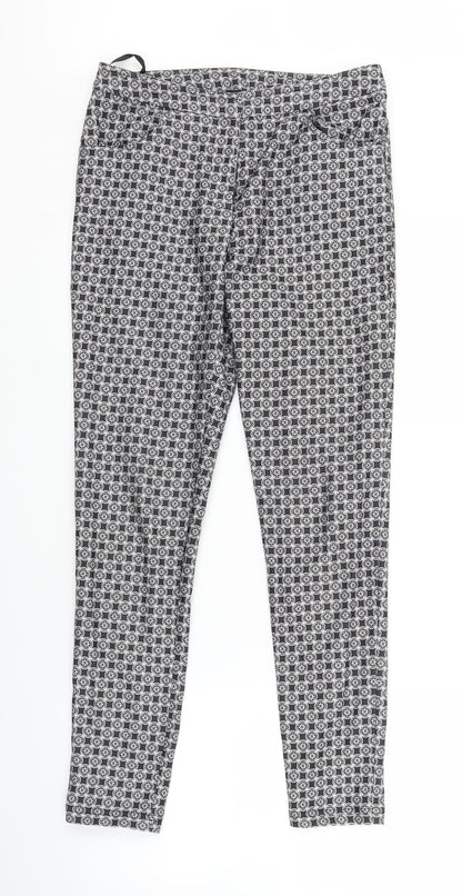 New Look Womens Grey Geometric  Capri Trousers Size 8 L27 in