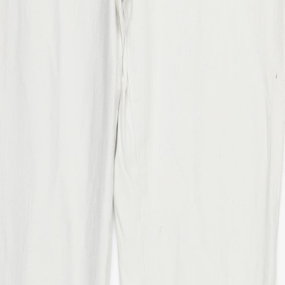 Womens UK Size 10 Preworn Regular Fit Straight White Jeans