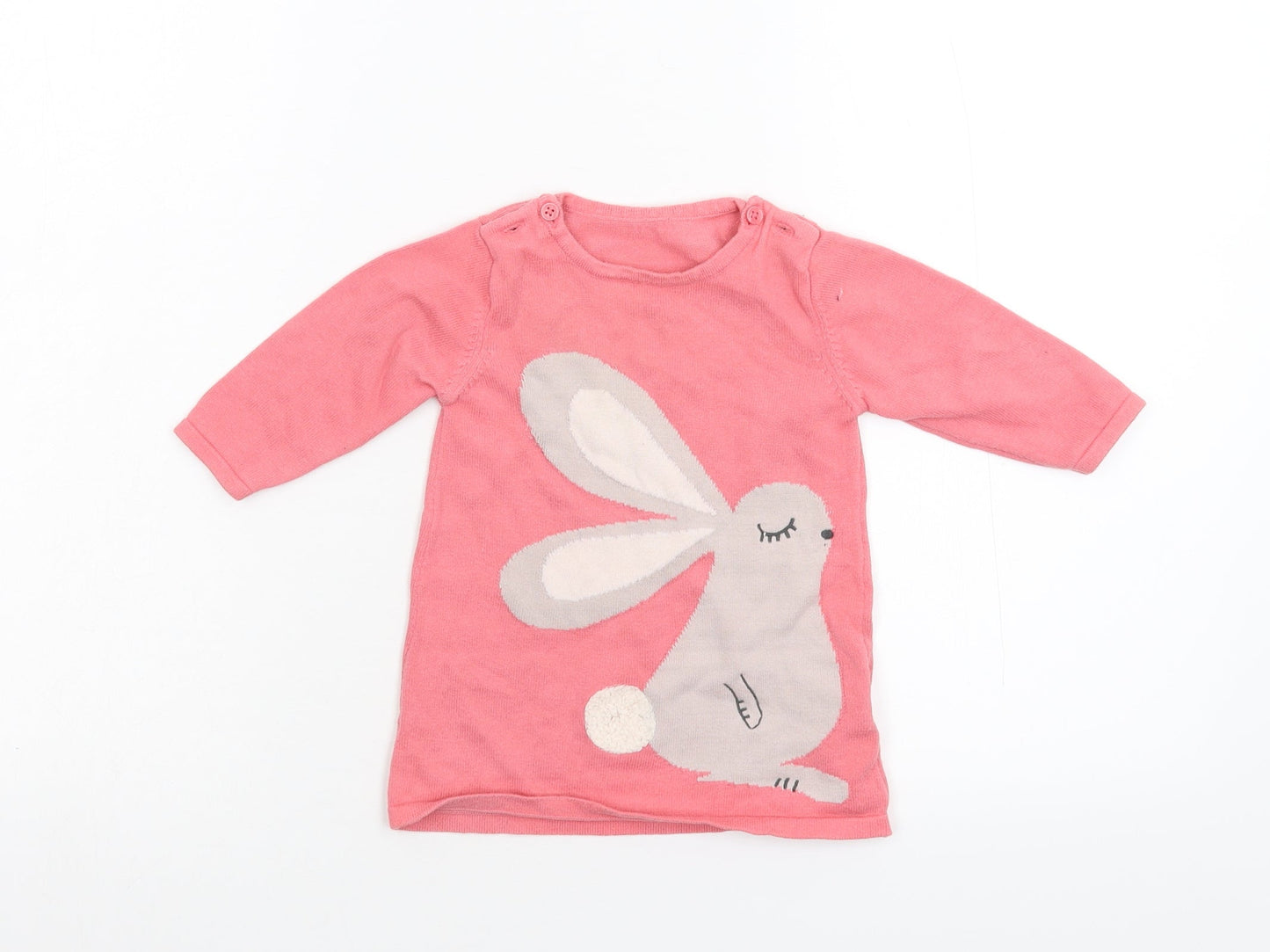 M&S  Pink  Knit Henley Jumper Size 3-6 Months
