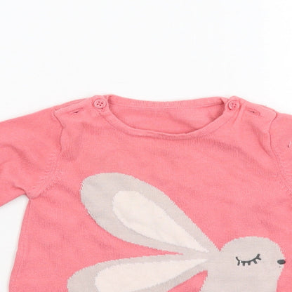 M&S  Pink  Knit Henley Jumper Size 3-6 Months