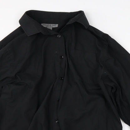 Mens UK Size L Cedar Wood State Black  Button-Up Long Sleeve Casual Shirt