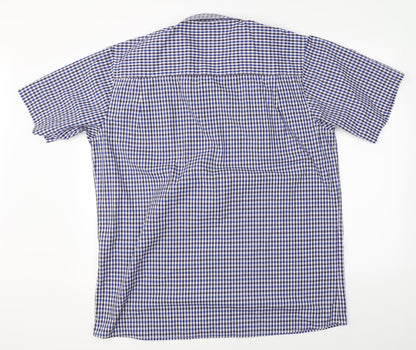 Mens UK Size XL Carson Blue  Button-Up Short Sleeve Casual Shirt