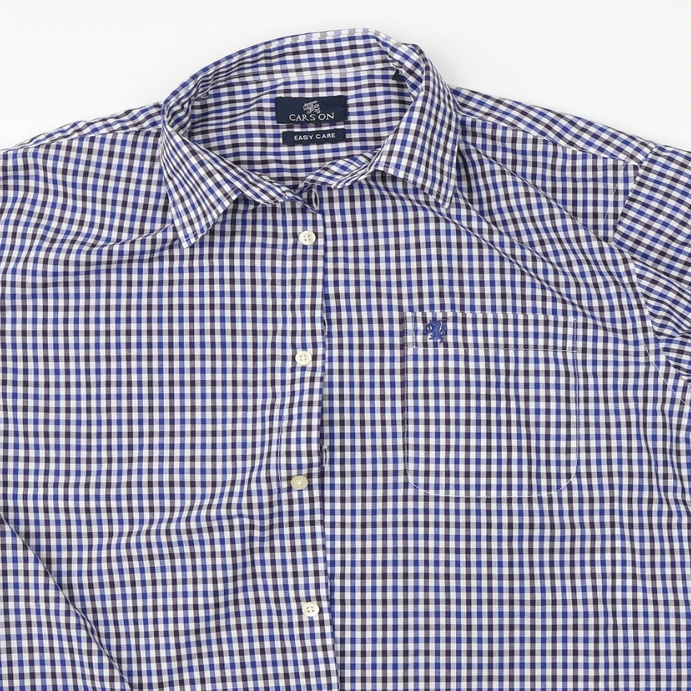 Mens UK Size XL Carson Blue  Button-Up Short Sleeve Casual Shirt