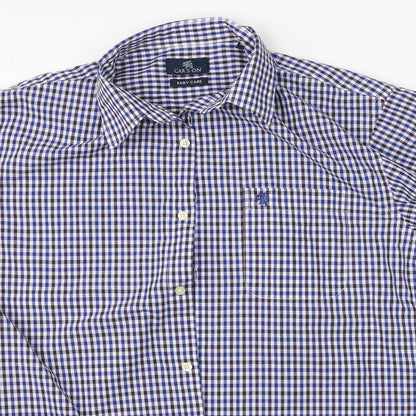 Mens UK Size XL Carson Blue  Button-Up Short Sleeve Casual Shirt